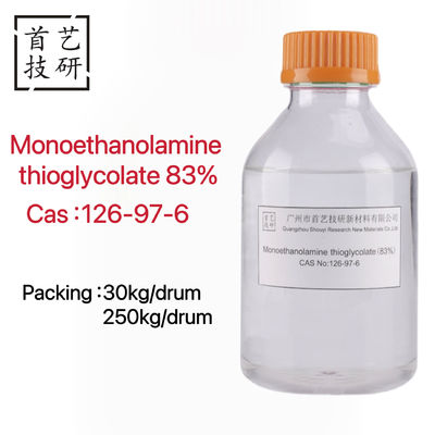 PH 6.8-7.4 맑은 모노에타놀라민 티오글리콜릿 용액 물에 녹는 CAS 번호 126-97-6